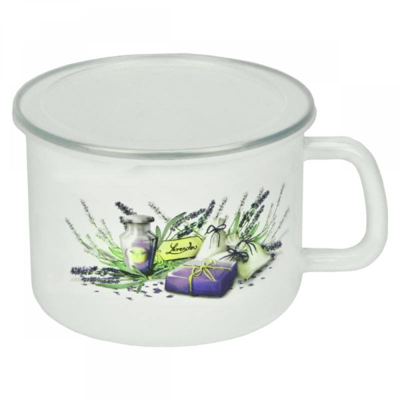 KUBEK DO MLEKA EMALIOWANY LAWENDA 16CM FLD-L0096