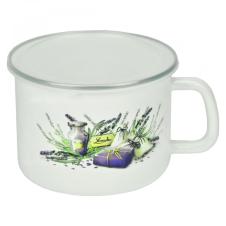 KUBEK DO MLEKA EMALIOWANY LAWENDA 16CM FLD-L0096