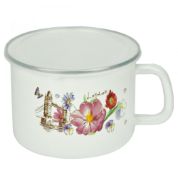 KUBEK EMALIOWANY KWIATY 16CM FLD-L0042***