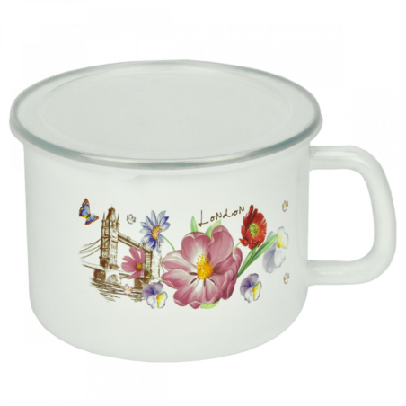 KUBEK EMALIOWANY KWIATY 16CM FLD-L0042***