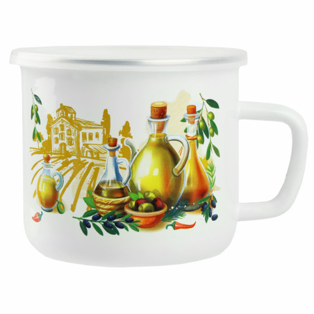 KUBEK EMALIOWANY 14CM Z POKRYWKĄ  JO/3548