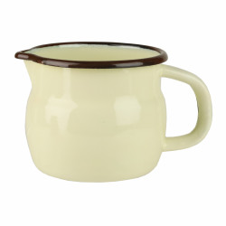 KUBEK EMALIOWANY WYPUKŁY GŁADKI KREM/OLIWKA 10CM