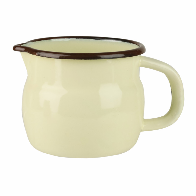 KUBEK EMALIOWANY WYPUKŁY GŁADKI KREM/OLIWKA 10CM