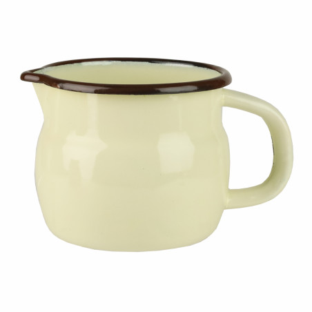 KUBEK EMALIOWANY WYPUKŁY GŁADKI KREM/OLIWKA 10CM