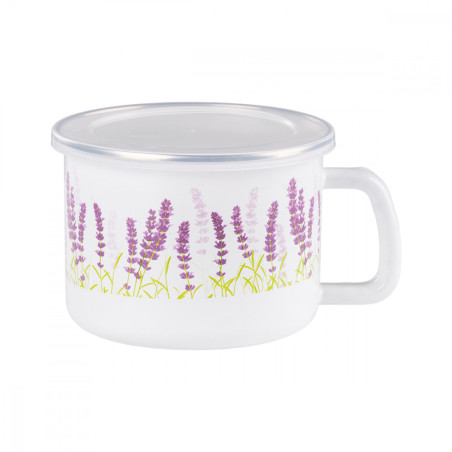 KUBEK EMALIOWANY 12CM LAWENDOWE POLE 