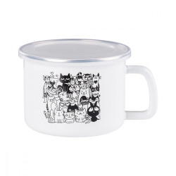 KUBEK EMALIOWANY 12CM KOTY 