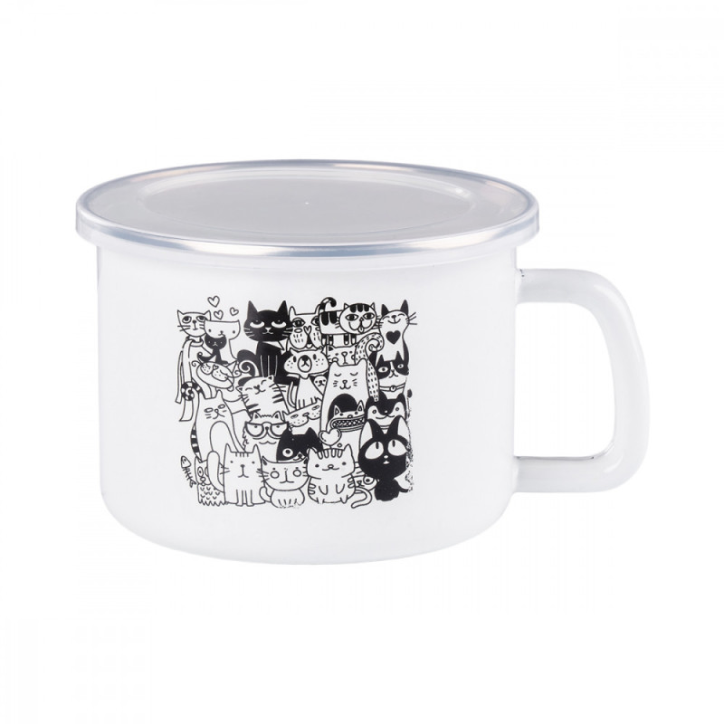 KUBEK EMALIOWANY 12CM KOTY 