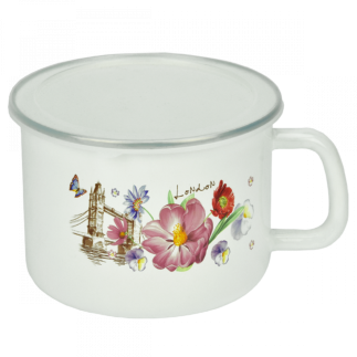 KUBEK EMALIOWANY KWIATY 16CM FLD-L0042***