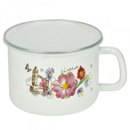 KUBEK EMALIOWANY KWIATY 16CM FLD-L0042***