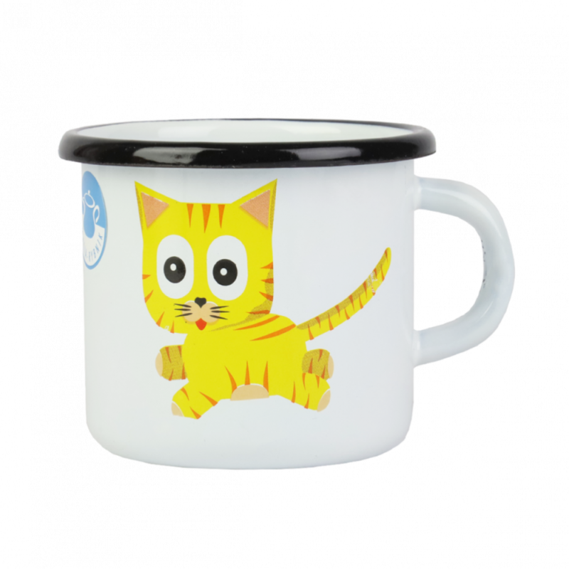 KUBEK EMALIOWANY KOTEK KRZYŚ 500ML PR-0104 *** KUBEK EMALIOWANY KOTEK KRZYŚ 500ML PR-0104 ***
